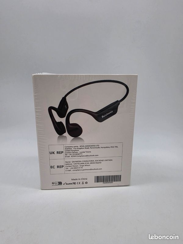 Relxhome Casque Conduction Osseuse K9Pro - 32Go, IP68, Bluetooth 5.3, 12h D'Autonomie - Étanche Natation, Ouvert Sur L'Extérieur