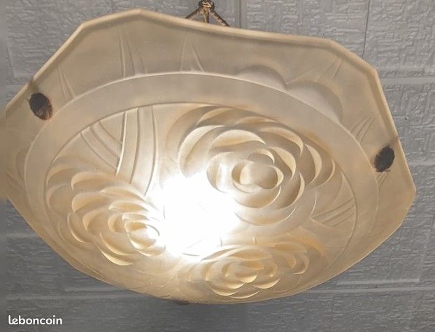 Lustre vasque, pâte de verre, art nouveau (image 1)