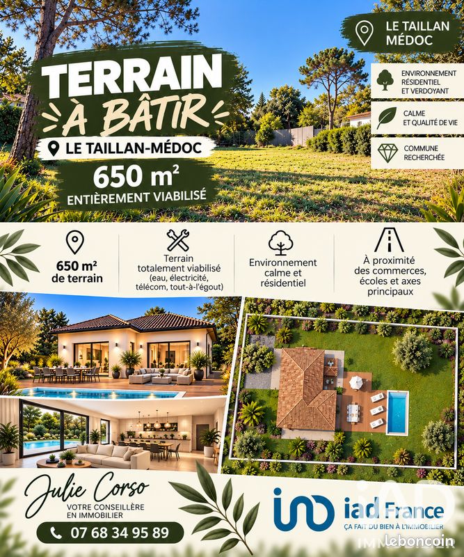 Terrain 653 m² · au Taillan-Médoc · 653 m² · 233 500 €
