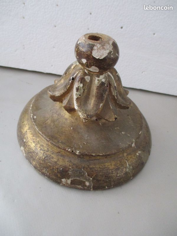 Ancien Plafonnier Vintage Avec Socle En Bois Doré – 1 Lumière, Style Ancien, à Rénover