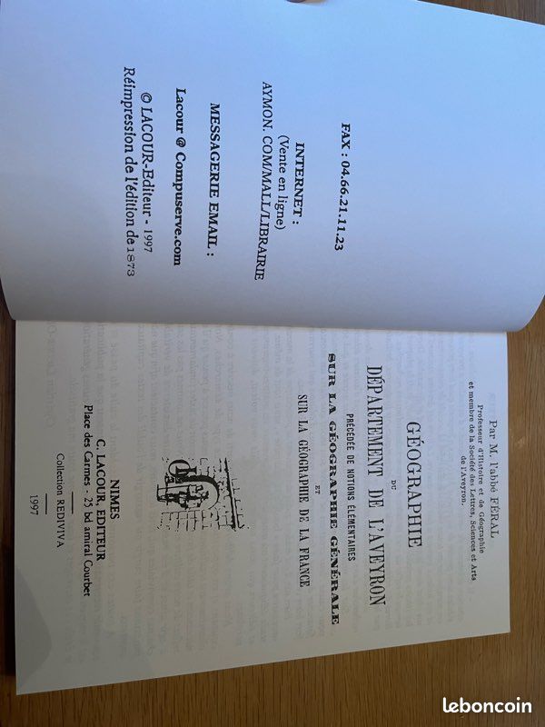 Abbé Féral géographie du département de l’Aveyron éditions Lacour (image 2)