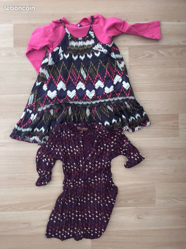 Robe Fille Catimini Taille 4 Ans - Modèle évasé Multicolore, Manches Courtes, Neuve Avec étiquettes