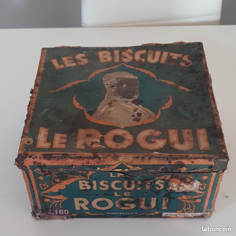 Ancienne boîte à biscuits en métal publicitaire, les biscuits le ROGUI (image 3)