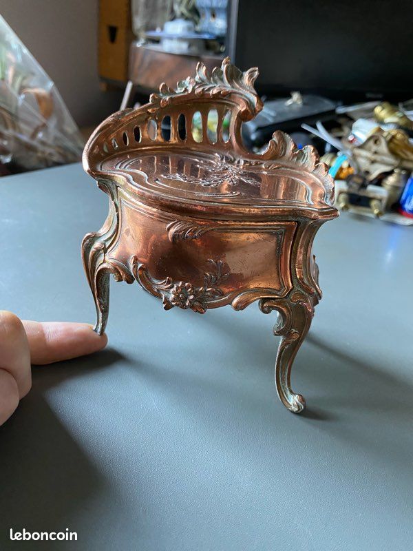 Coffre à Bijoux Ancien - Bois Et Laiton - Rare, Vintage, Très Bon état