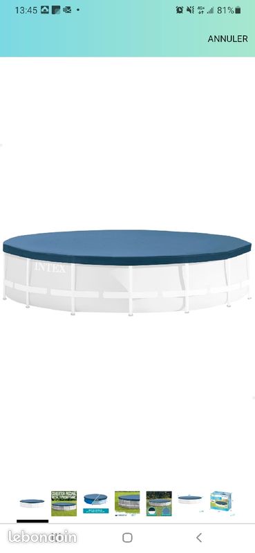 Bâche Protection Piscine Ronde Intex 3.05m | Tamis Écoulement Eau Pluie