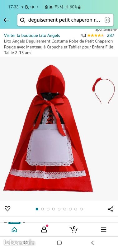 Deguisement petit chaperon rouge T2-3 ans (image 1)