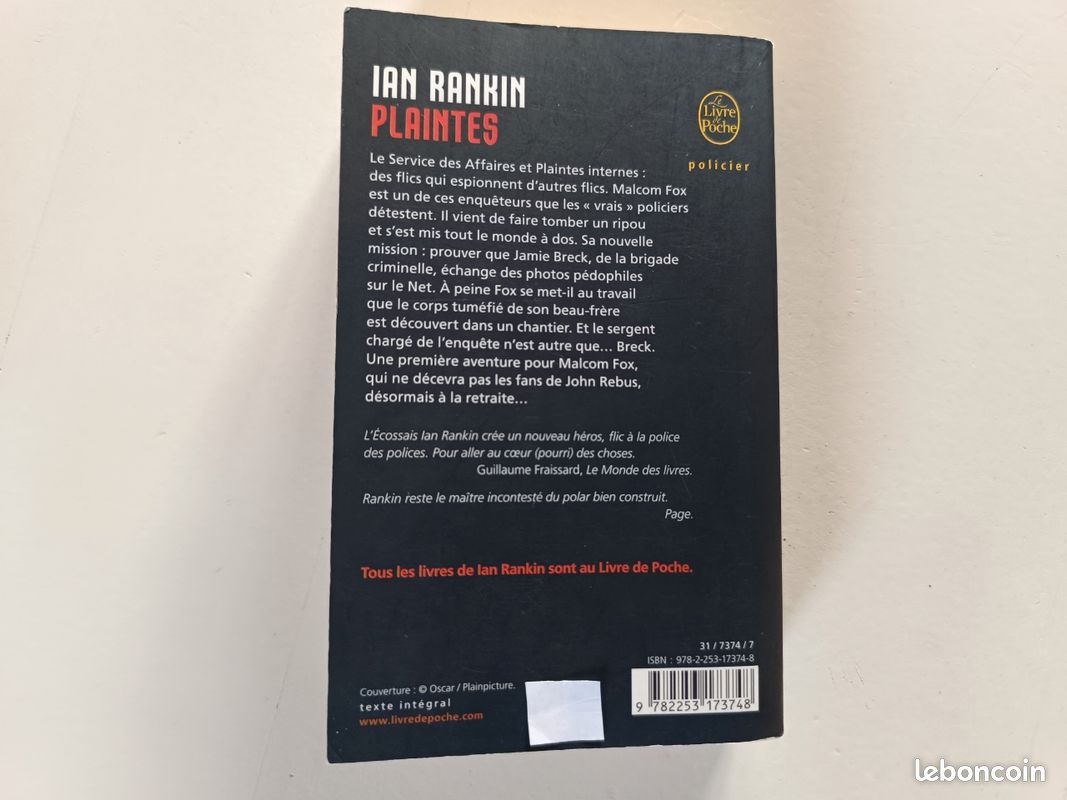 Livre - Policier - Ian Rankin - Plaintes (image 2)