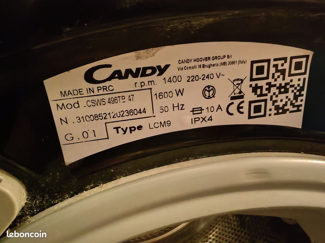 Machine à laver lavante séchante (lave linge sechant) CANDY CSWS 496TB 47, Hublot, 9 kG lavage, 6 kG séchage, classe énergétique A, 60 cm, noir (image 4)