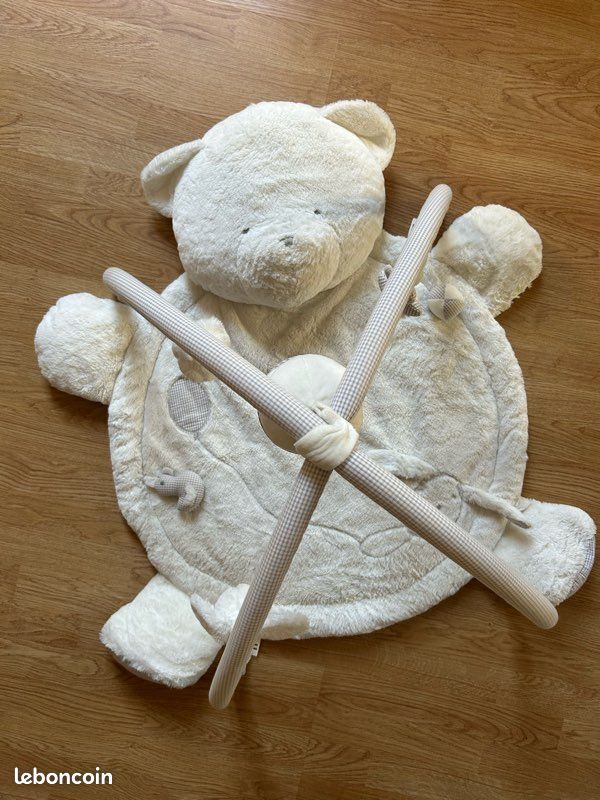 Tapis d'éveil bébé rond ours blanc D90 (image 1)
