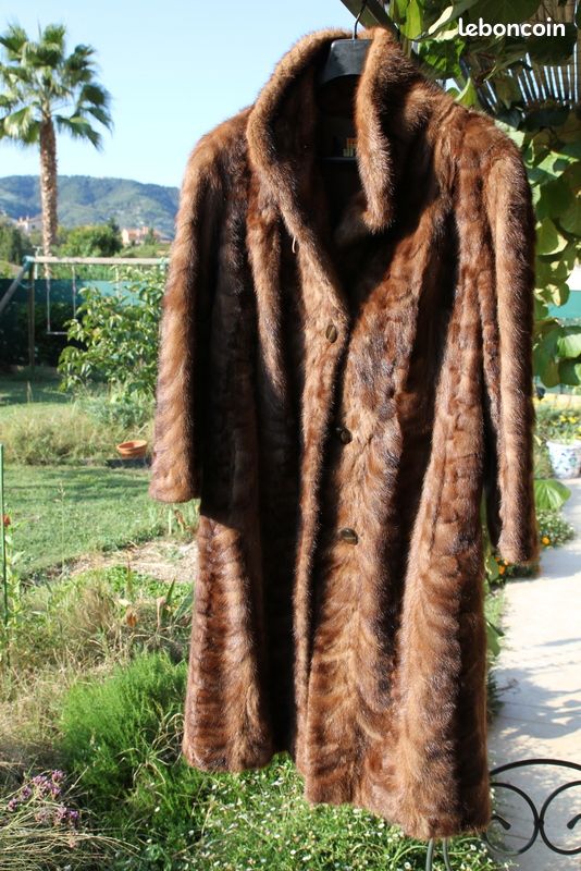 Manteau en fourrure de vison couleur marron (image 1)