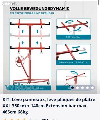 Extension De 140 Cm Pour Lève-plaques De Plâtre XXL | Idéal Pour Panneaux Lourds | Accessoire De Montage Facile