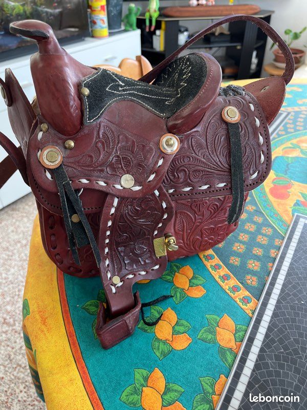 Weatern Sac de selle en cuir pour porte-chevaux Weatern Sac de selle en cuir pour porte-chevaux