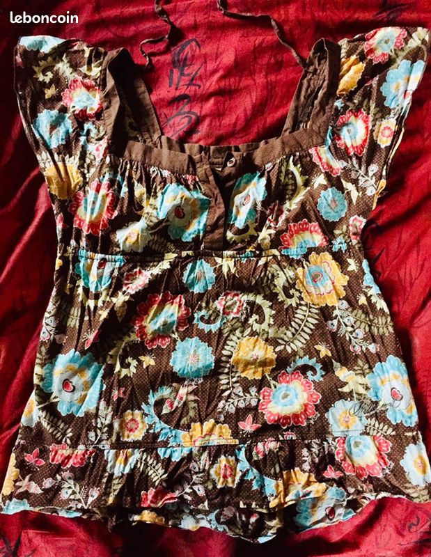 Chemisette RIP CURL XL brun fleur surf (image 1)