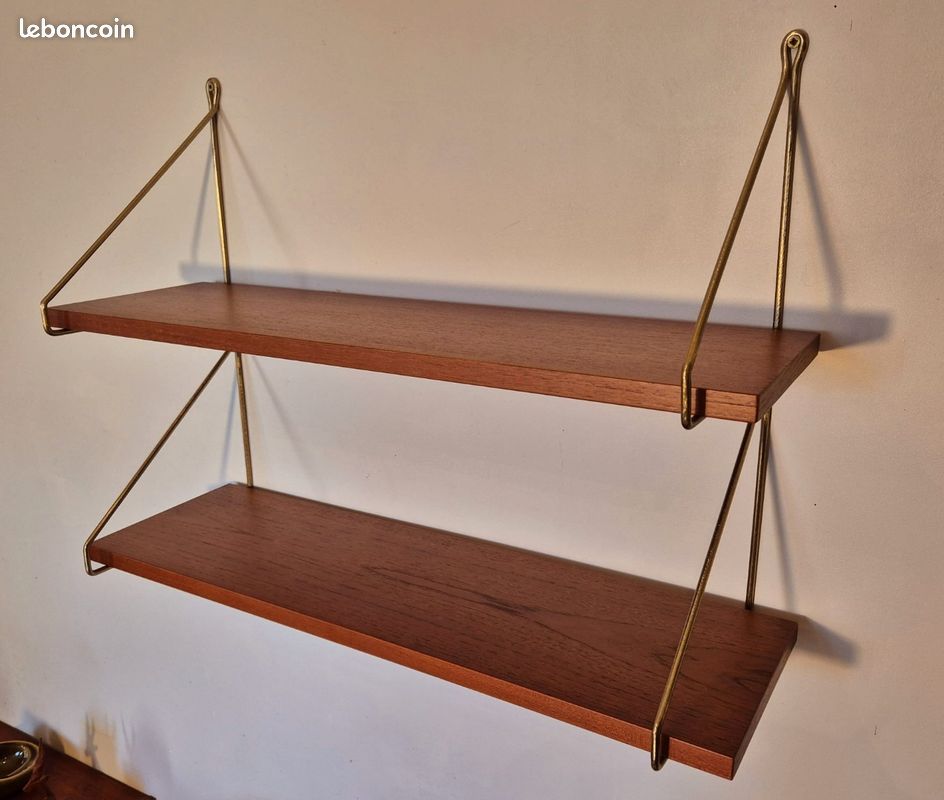 Paire d'étagères en teck, Vintage Scandinave 1960s (image 9)