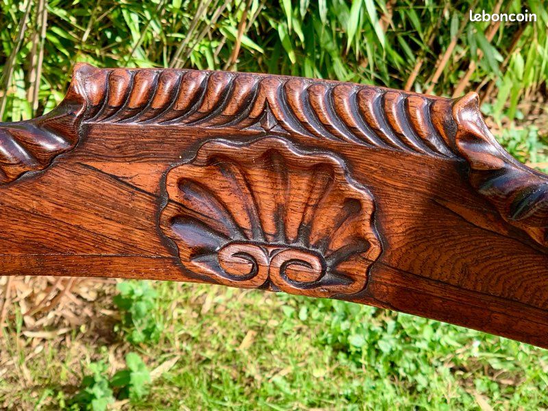 Ensemble bureau et 2 fauteuils style Empire bois massif et cuir (image 4)