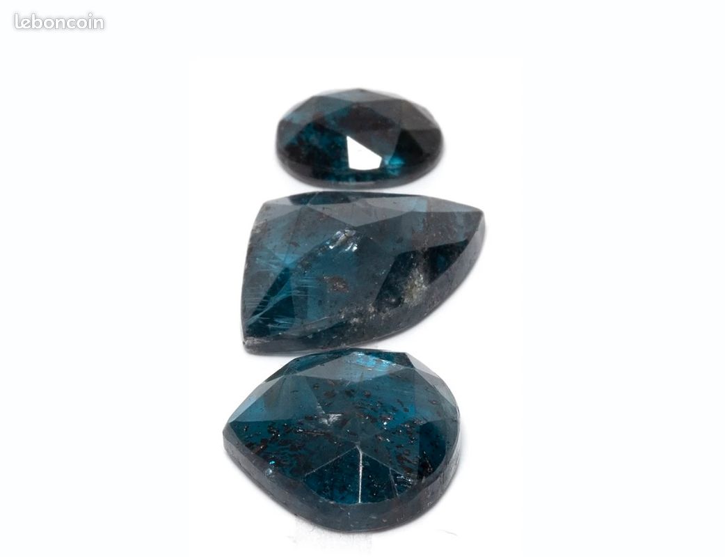 3 cabochons de cyanite pierre de gemme naturelle bleu occlusions loisir créatif bijou facettes bleu profond naturelle (image 5)