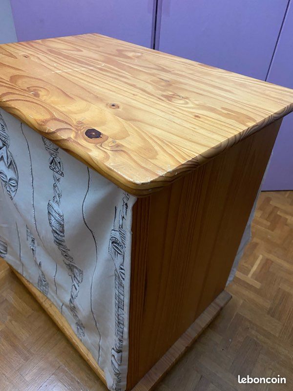 Commode meuble de chevet en bois sur roulette 3 étages (image 3)