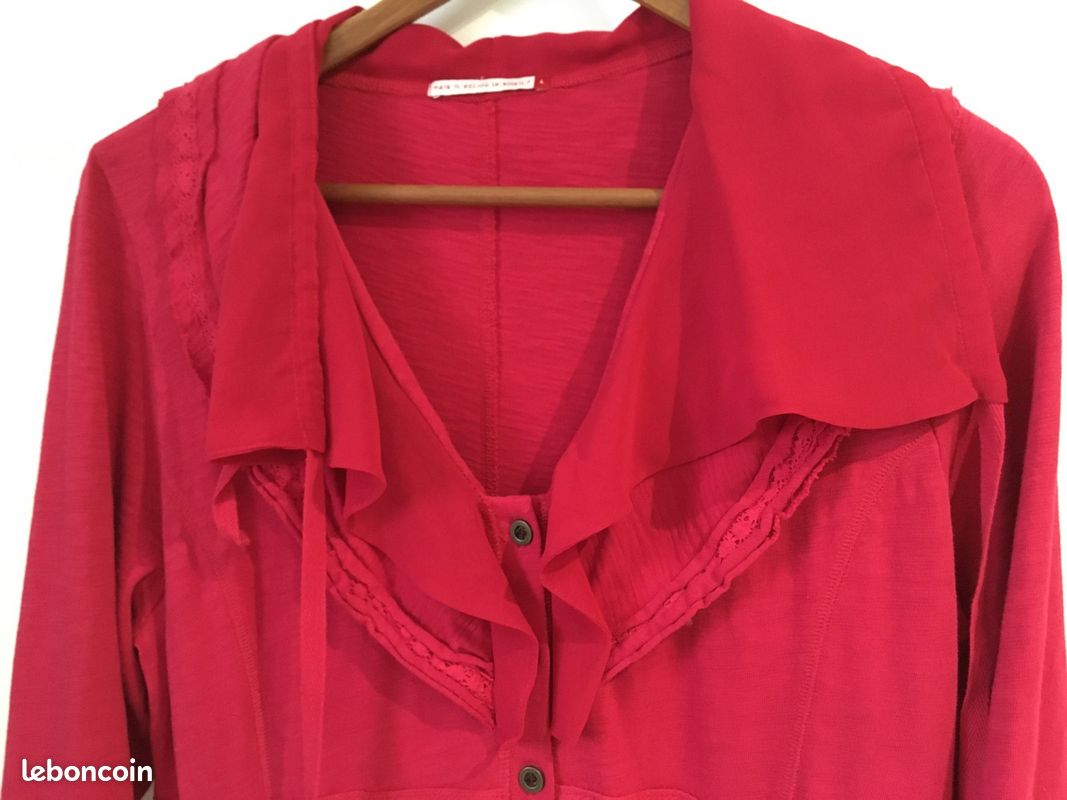 Tunique rouge TL 38/40 Maille coton voile (image 2)