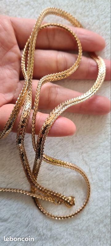 Collier Vintage En Plaqué Or Jaune - Longueur 51 Cm - Poinçonné - Occasion - Fabriqué En France