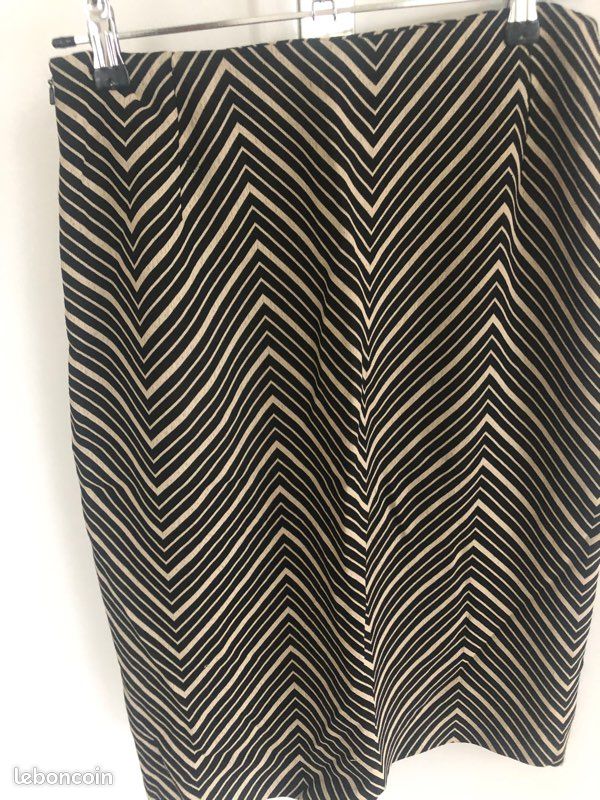 Jupe fendue noir et beige mango (image 6)