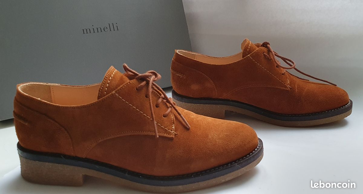 Derbies cuir velours tabac MINELLI 36 LM75 (image 2)