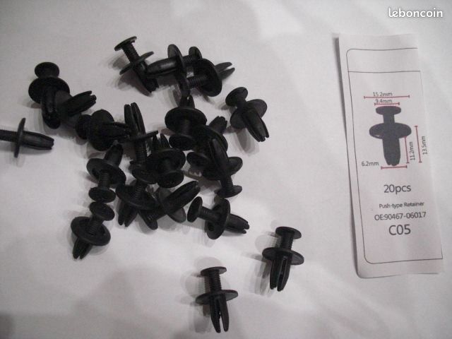 Rivets à Expansion Plastique Noir - Lot De 20 - Diamètre Col 20 Mm, Longueur Tige 15 Mm - Pour Pare-chocs, Seuils, Cache