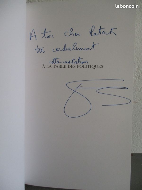 Dédicace Livre signé Rare autographe de Thierry SAUSSEZ à Patrick Devedjian sur " A la table des politiques " Ed Plon 1994 (image 1)