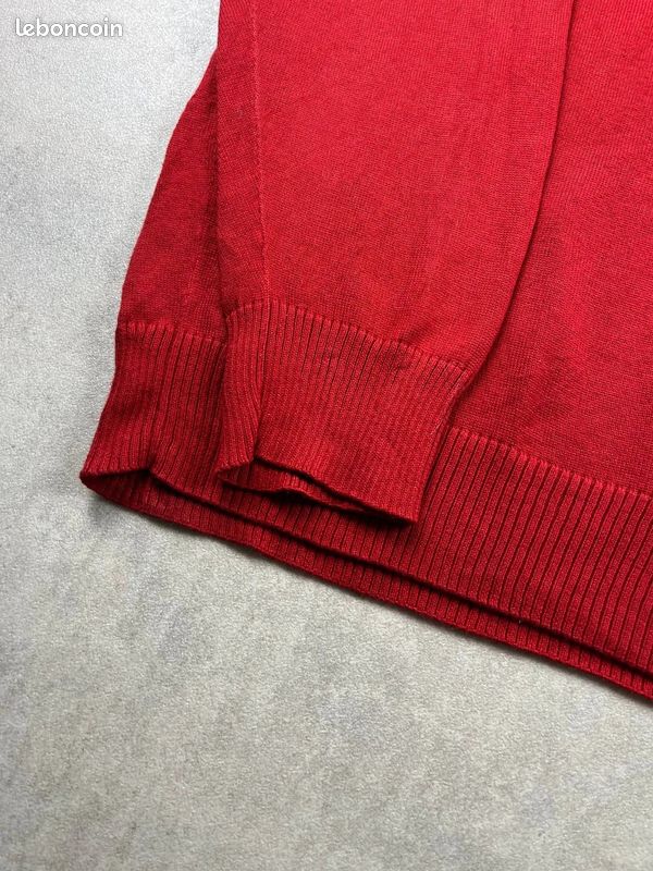 Pull Lacoste homme col V rouge taille XXL 100% coton logo croco petit crocodile vintage France #G27 (image 6)