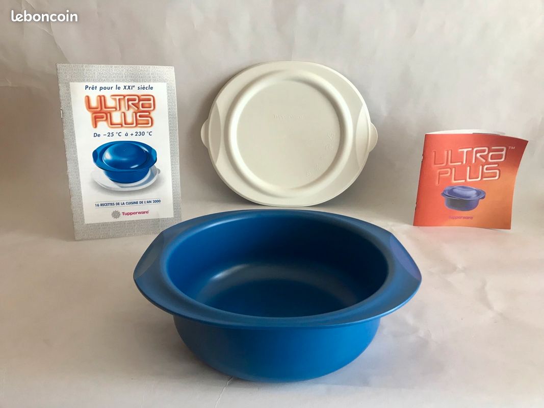 Neuf dans emballage - Cocotte Ultra Plus ronde, 2 litres, pour cuisson four traditionnel ET micro ondes ET congélation, + notice + livret de recette + couvercle de conservation, Tupperware (image 7)