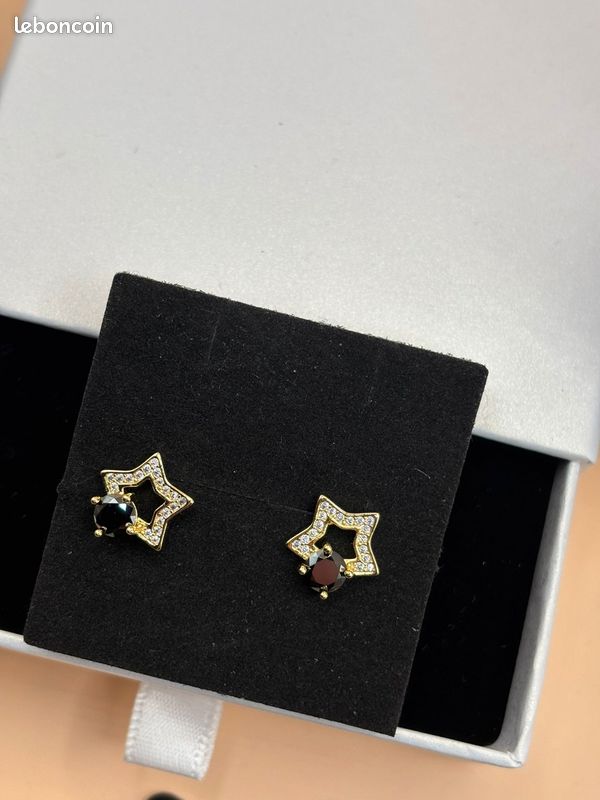 Boucles d'oreilles en argent plaquage or et diamants de moissonite avec carte gra certificat (image 7)
