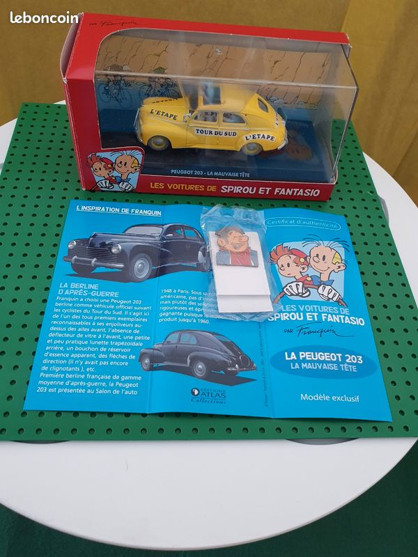 Voiture Métal ATLAS Spirou Et Fantasio N°8 - Peugeot 203 'La Mauvaise Tête', Occasion Très Bon état