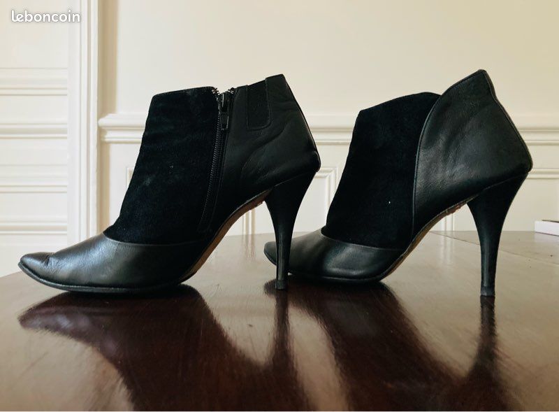 Bottines Repetto En Velours Noir - Taille 37 - Cuir De Chèvre - Talon Haut