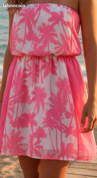 Robe Bustier Femme Sans Manches Taille M/40 - Viscose Doublée Multicolore - Très Bon état
