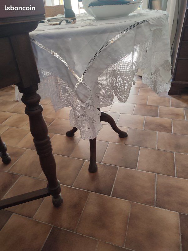 Nappe coton + carré coton dentelle ancienne (image 2)