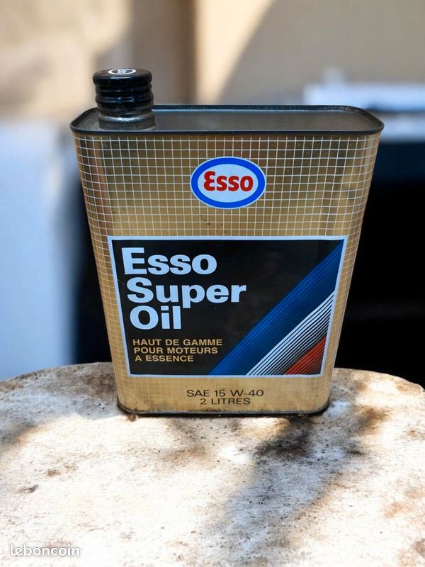 Ancien bidon d'huile ESSO SUPER OIL collection garage vintage