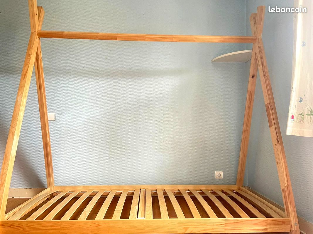 ✨ Lits Tipi de rêve 90×190 – Bois français – Chambre magique garantie Offrez à votre enfant sa petite cabane rien qu'à lui 🏕️💫 (image 5)