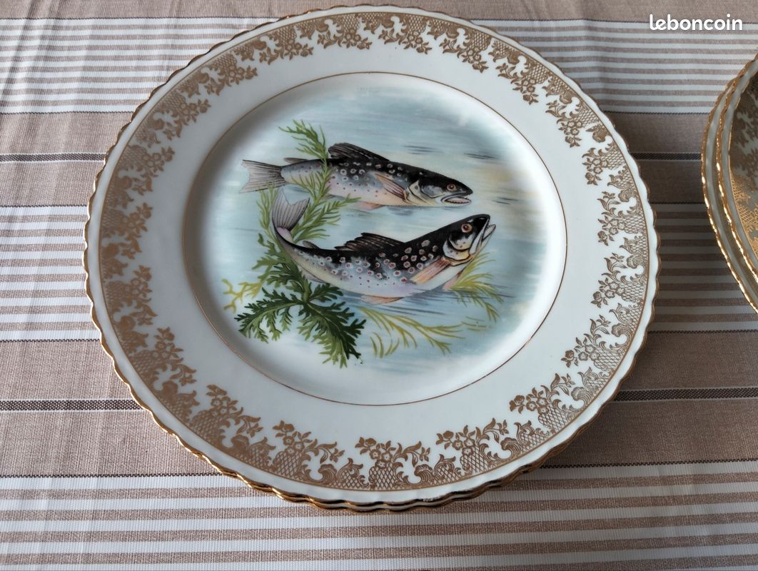 Plat à Poisson Limoges La Gazelle – Porcelaine Blanche Vintage