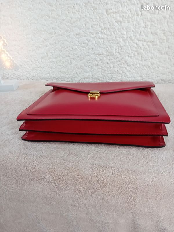 Cartable sacoche simili cuir rouge (image 5)