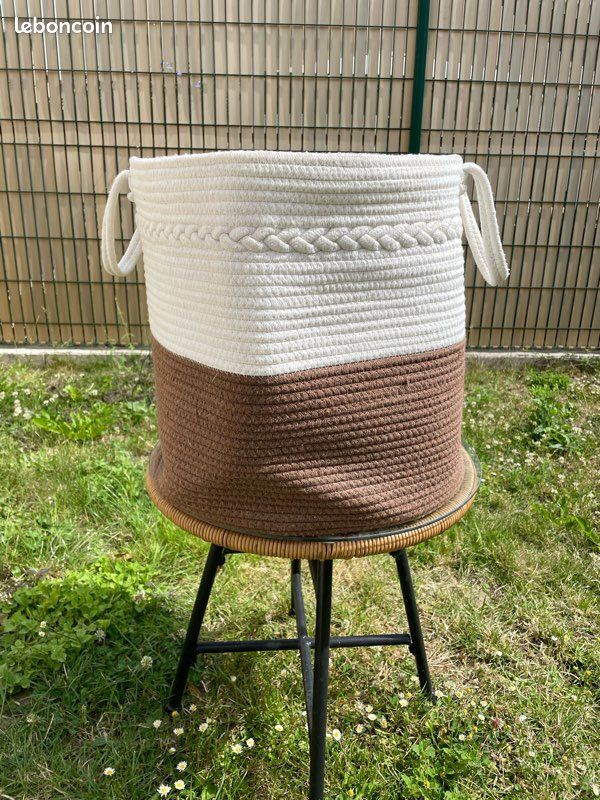Panier De Rangement En Corde De Coton Tressé - Format Rectangle 18x14 Cm - Déco Et Organisation Salon, Chambre, Salle De Bain