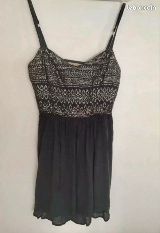 Robe d'été noir/brillant, petite taille XS :Hollister (image 1)