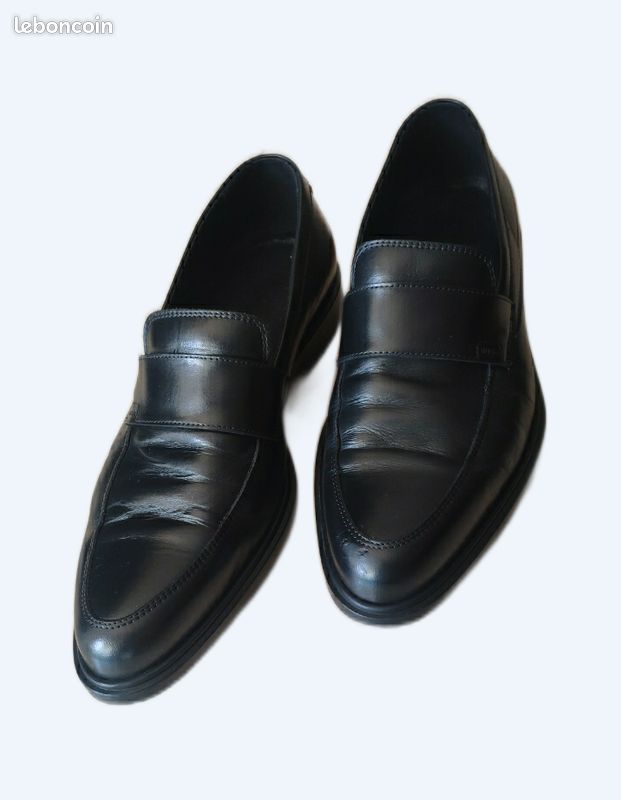 Derby En Cuir Noir HOOKIPA Taille 44 - Style Décontracté Lacet - Très Bon État Occasion