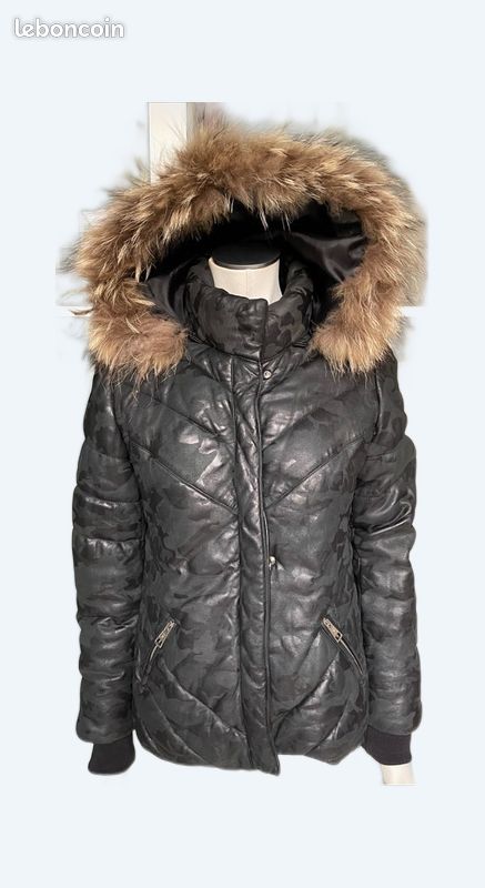 Doudoune cuir noir Ventcouvert T38 (image 1)