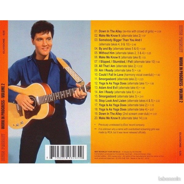 Elvis presley work in progress vol.2 cd 26 outtakes (image 2)