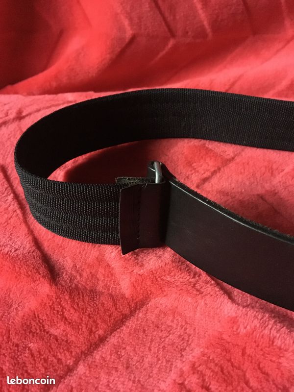 Belle ceinture vrai cuir noir et toile AEM'KEI pour homme (image 5)