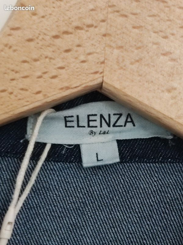 Chemisier Jeans Coton taille 40 couleur Bleu Neuf Marque Elenza By L&L (image 2)