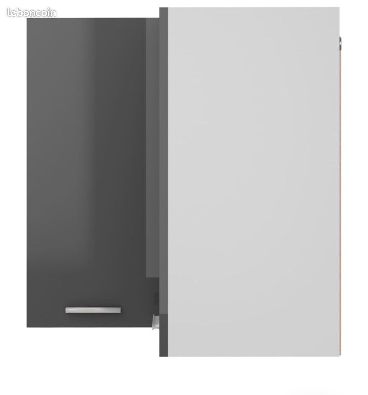 Armoire d'angle suspendue Gris brillant 57x57x60 cm Aggloméré (image 7)