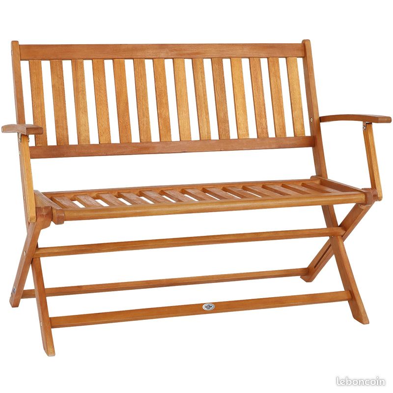 Banc de Jardin Pliable en Bois d'Eucalyptus 2 Places pour Terrasse Balcon Jardin Meuble d'extérieur (image 1)