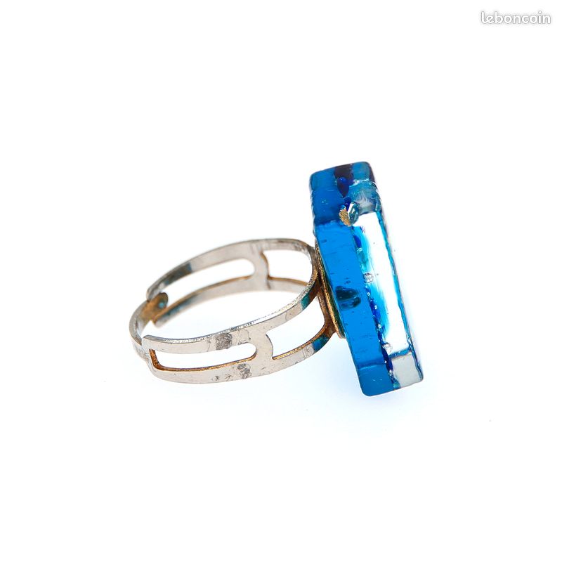 Bague En Verre De Murano Taille 18 – Pièce Unique Faite Main – Colorée Et Originale