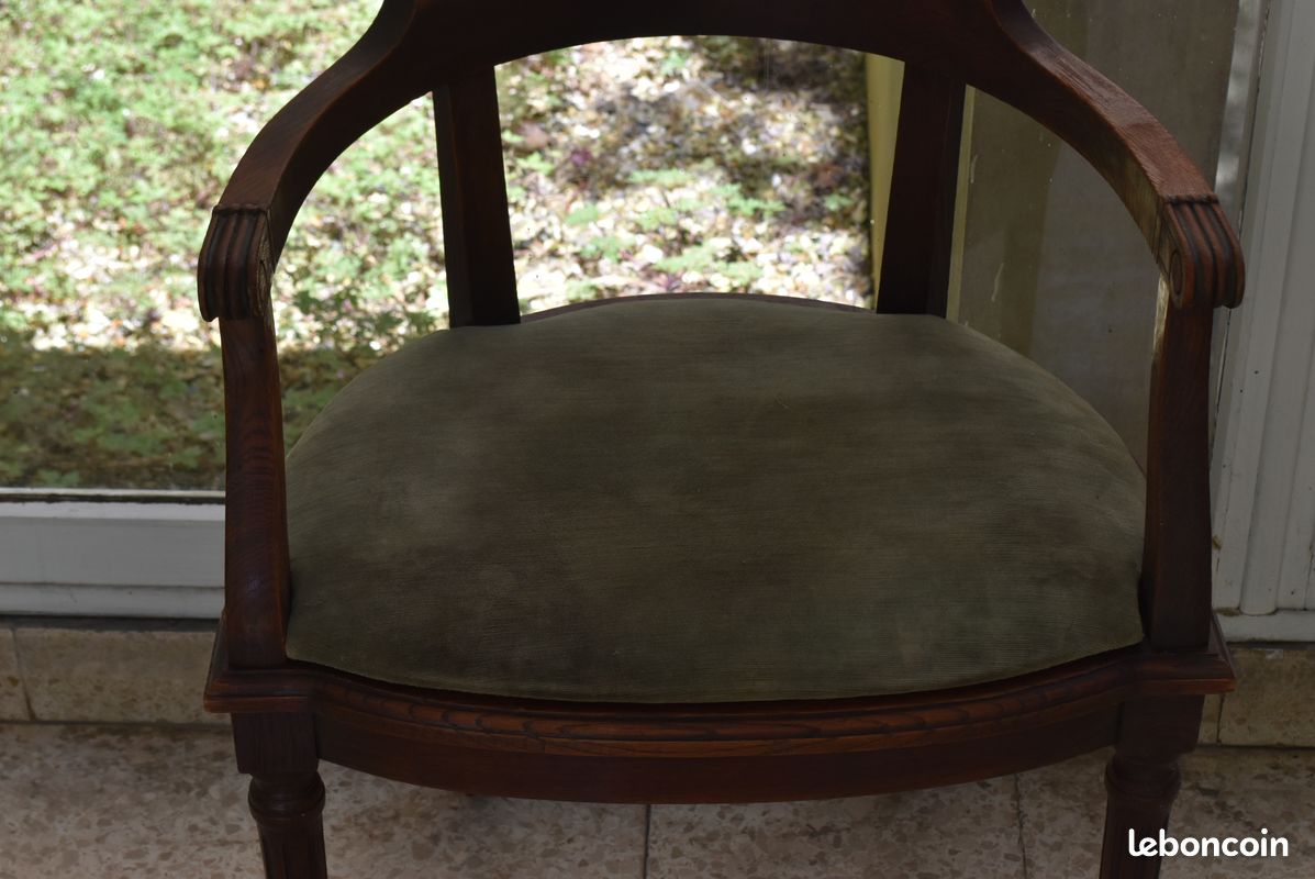 Ancien fauteuil en bois de chêne massif epoque 1930 de direction bureau confortable (image 6)
