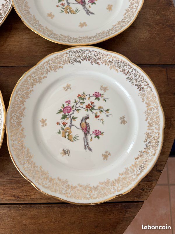 4 assiettes plates Chauvigny France, porcelaine (image 5)